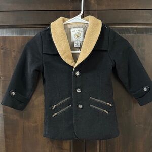 Tom & Drew Black and Tan Kids wool Coat size 18-24 mo